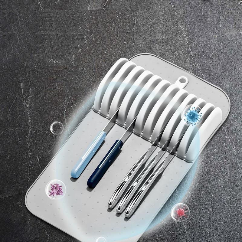 Premium Messerhalter Organisation Soft-Grip 5/11 Schlitze Große Messerunterlage Rutschfest Küchenschublade Messerorganisation Heimwerkzeuge