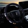 Car Steering Wheel Cover D-Shaped Handlebar Cover Summer Breathable Non-Slip Sweat-Absorbent Linen All-Season Universal Cartoon Cute for Women