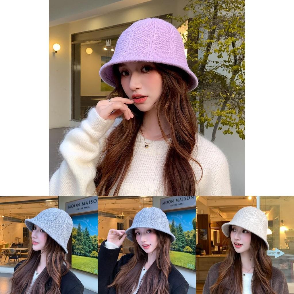 Solid Color Knitted Hat Women Autumn Winter Acrylic Breathable Windproof Stylish Casual