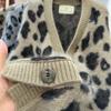 Sweaters Coat Cardigan for Women Winter Leopard Oversize Fleece Thickened V Neck Loose Long Sleeve Knit Sweaters Coat