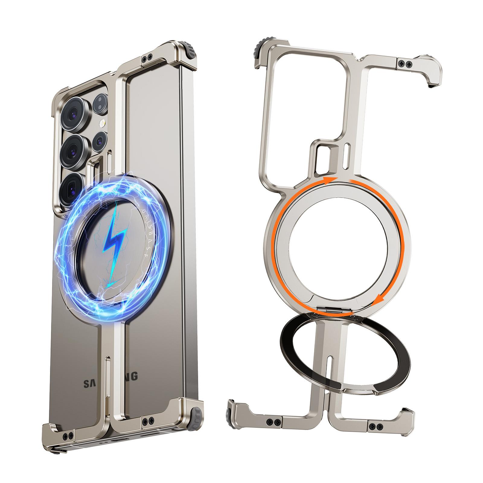 

Eary for Samsung Galaxy S25 Ultra Phone Case with Magsafe 360 Rotation Magnetic Stand Metal Frameless Shockproof Protector Cover Galaxy S25 Ultra&aluminum