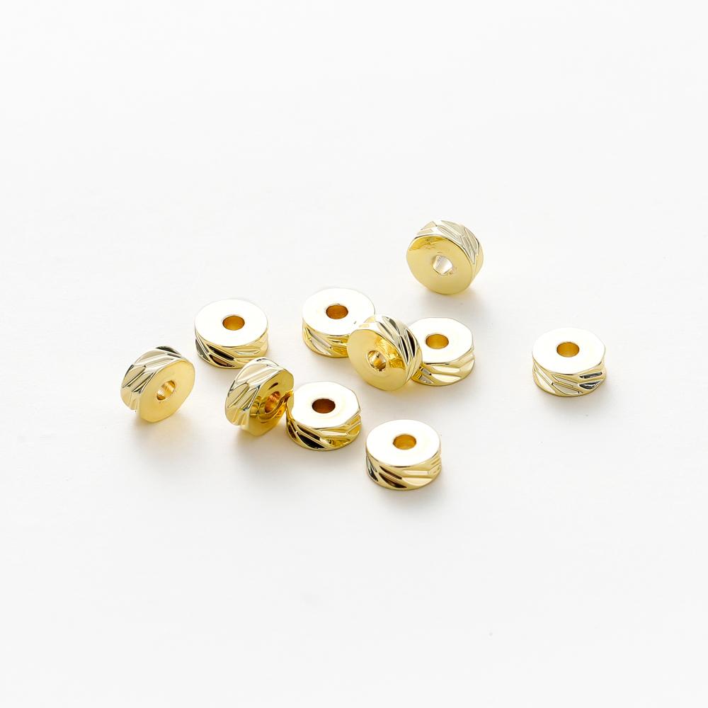 

50pcs/lot 4mm 5mm 6mm 14k 18K Gold Brass Plating Flat Round Spacer Beads Round Diagonal-Cut Beads DIY Jewellery Making Supplies 4mm x 50pcs