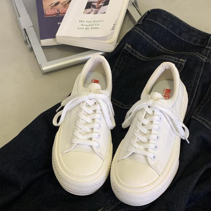 New thick-soled heightening espadrilles Japanese casual versatile little white shoes women's board shoes 2025 summer new trend