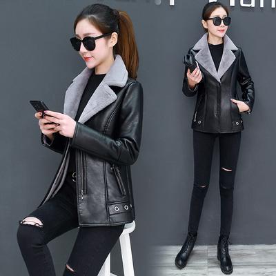 Lapels Faux Leather Jacket Women Spring Autumn Slim Fit Cardigan Coat Outerwear Lady Short Jacket