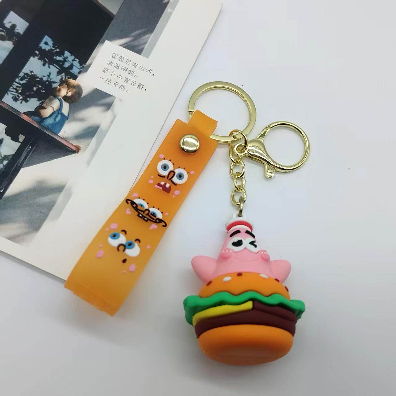 

Burger SpongeBob SquarePants Cartoon Cute Doll Car Keychain Couple Bag Keychain Wholesale Personalized Gifts Y2k Fashion Toys