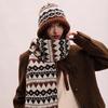 Women's Korean Style Autumn/Winter Jacquard Scarf & Hat Set – Versatile Shawl and Neck Warmer for Couples and Students
