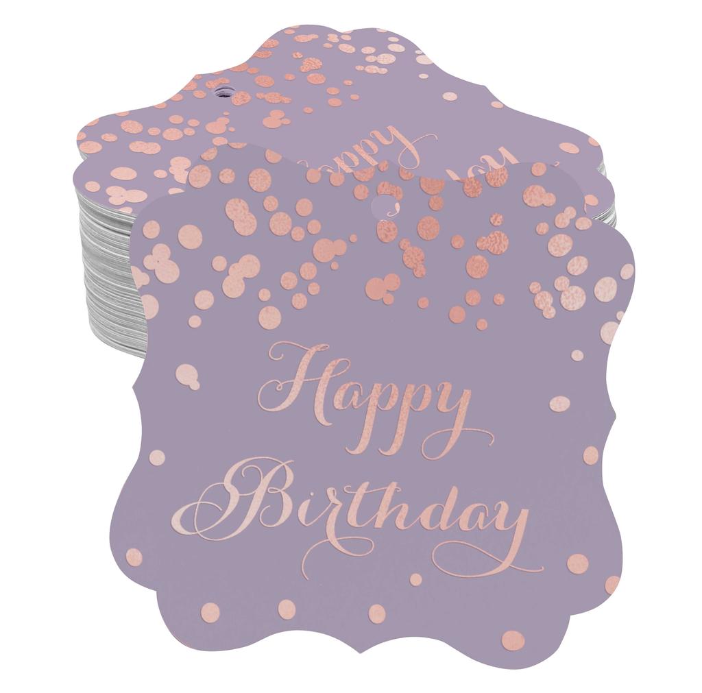 Inkdotpot Real Gold Foil Bracket Shape Paper Hang Tags Happy Birthday Favor Tags Pack Of