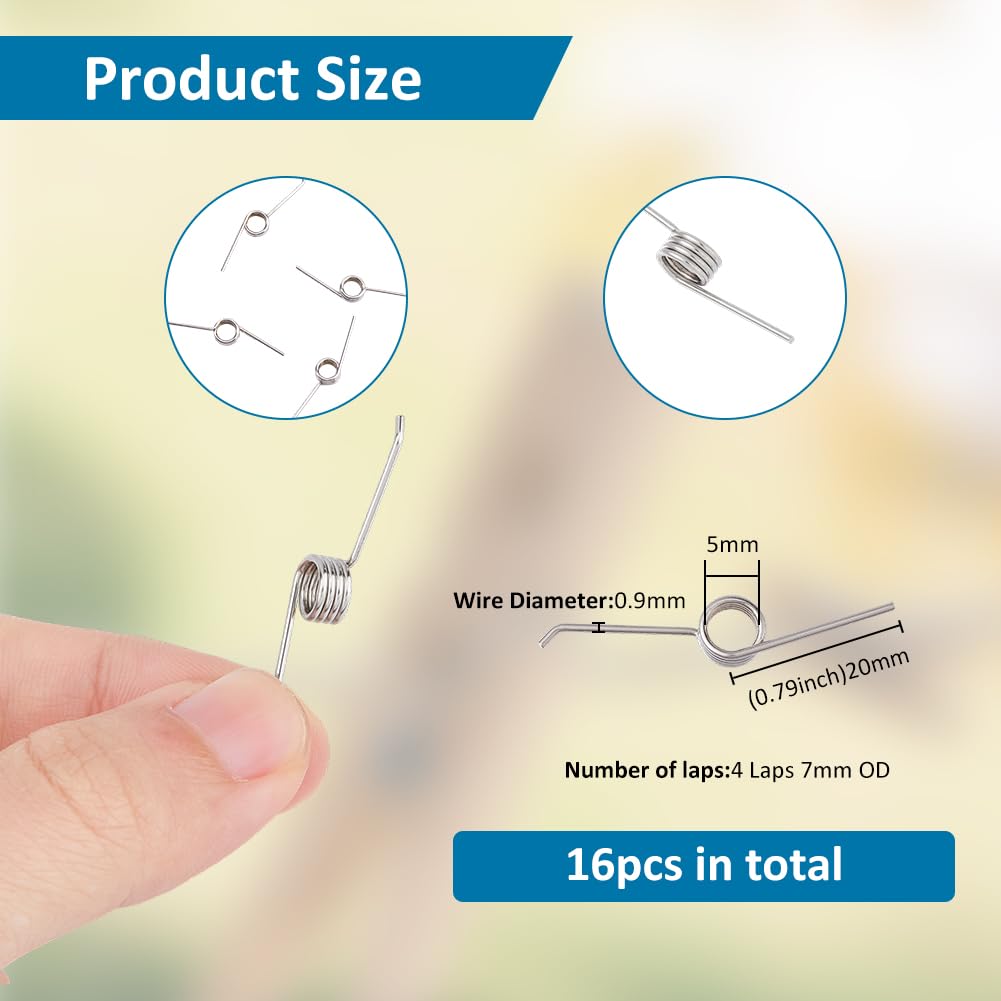 SUPERFINDINGS 16PCS 160 Degree Torsional Spring 4 Laps Stainless Steel Torsion Spring Mechanical Torsion Spring 0.9mm Wire Diameter Torsional Spring
