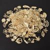 Light Gold Color Plant Series Random Mix 10/20/30/50pcs Ginkgo Tree Maple Leaves Flower Charms For Jewelry Making Bulk Pendants