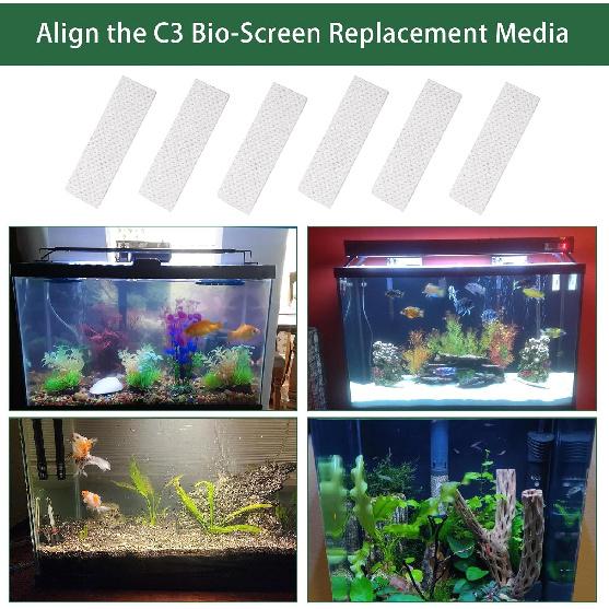 Bio-Screen for Fluval C3 Power Filter, Replacement Aquarium Filter Media, 6PCS Bio Foam Replacement Set, Filter Media for Freshwater & Saltwater