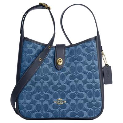 Hadley 25 Classic Logo Denim And Leather Shoulder Bag Medium Women Shoulder Bag Indigo CDB98-IMTYV