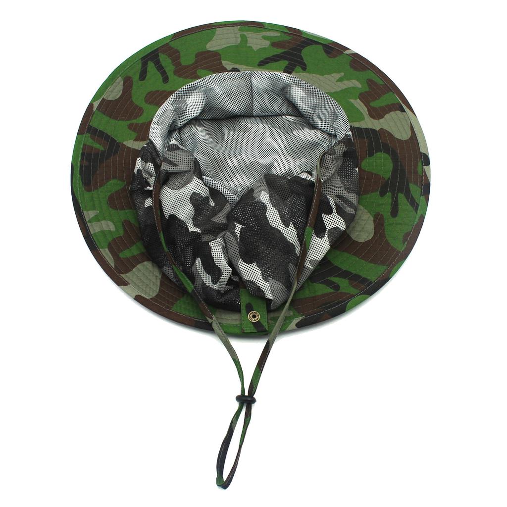 Latest Summer Camo Fisherman Leisure Bucket Camping Hiking Travel Fishing Mountaineering Sombrero Sunshade Bonnie Hat for Women Men