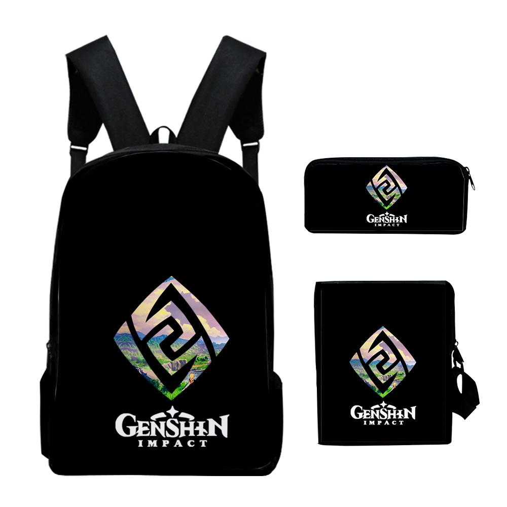 Hip Hop Youthful Genshin Impact Logo 3D Print 3pcs/Set Student Travel bags Laptop Daypack Backpack Shoulder Bag Pencil Case