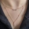 Luxury Copper-color AAA Zircon Choker Two-Layers Necklace Simple Shiny Pendants For Women Fine Zircon
