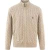 Polo Solid Color Zip Collar Logo Embroidered Long Sleeve Cable Knit Sweater Men Sweater 710904969-002
