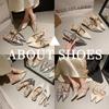 2025 new fashionable pointed one-word bag head sandals thick heel French cool slippers women's small fragrant explosive single shoes