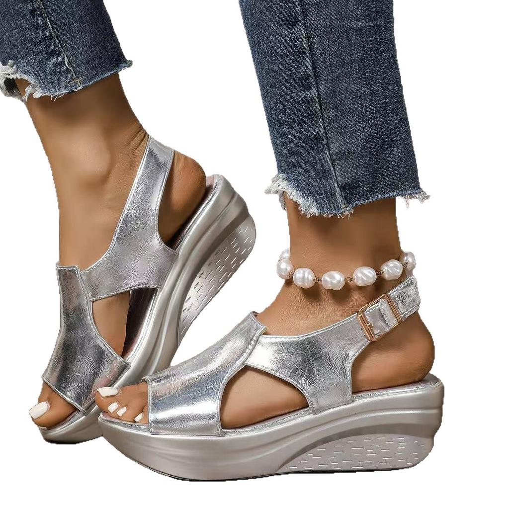 Fashion Summer Women Peep Toe Wedge Sandals Fashion Thick Sole Roman Sandals Platform Comfortable Shoes Women 2025 Sandalias De Mujer