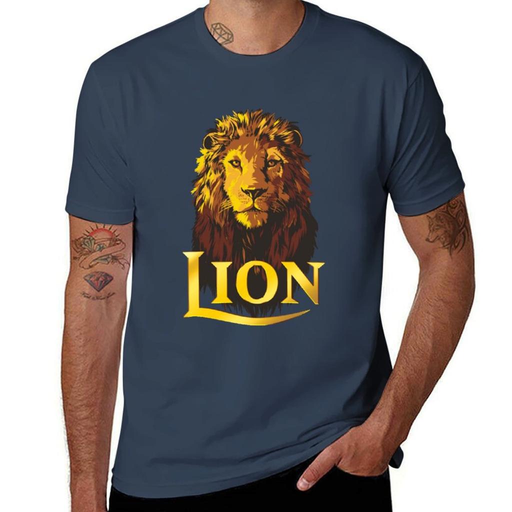 Lion Lager Logo Tshirt Simple Casual Short Sleeve Cotton Tshirt