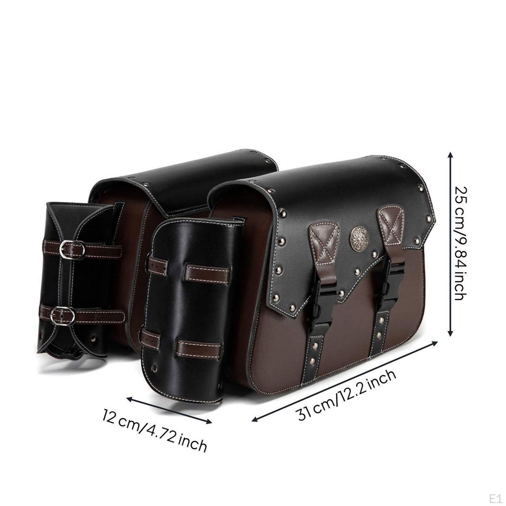 2 Pieces Motorcycle Side Bag Retro Motorbike Saddlebag Large Capacity Saddle Bags for