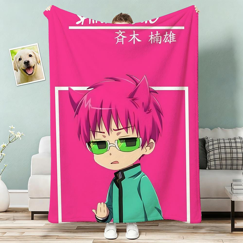The Disastrous Life of Saiki K Anime Throw Lightweight 240g Flannel Blanket Soft Skin-friendly for Summer Cooling