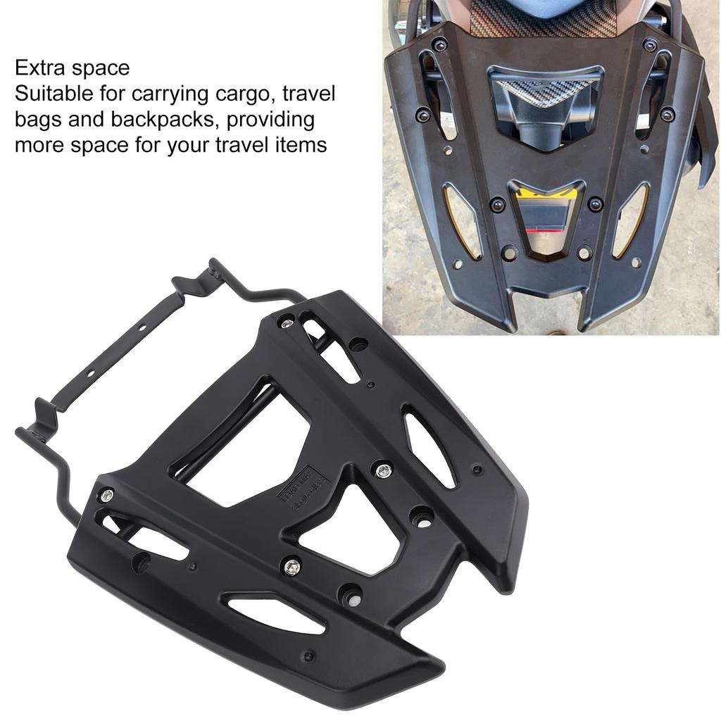 Motorcycle Tail Cargo Bracket Replacement for NVX155 Black Matte Finish with Polished Sandblasting for Extended Hollow Design for Extra Storage Space