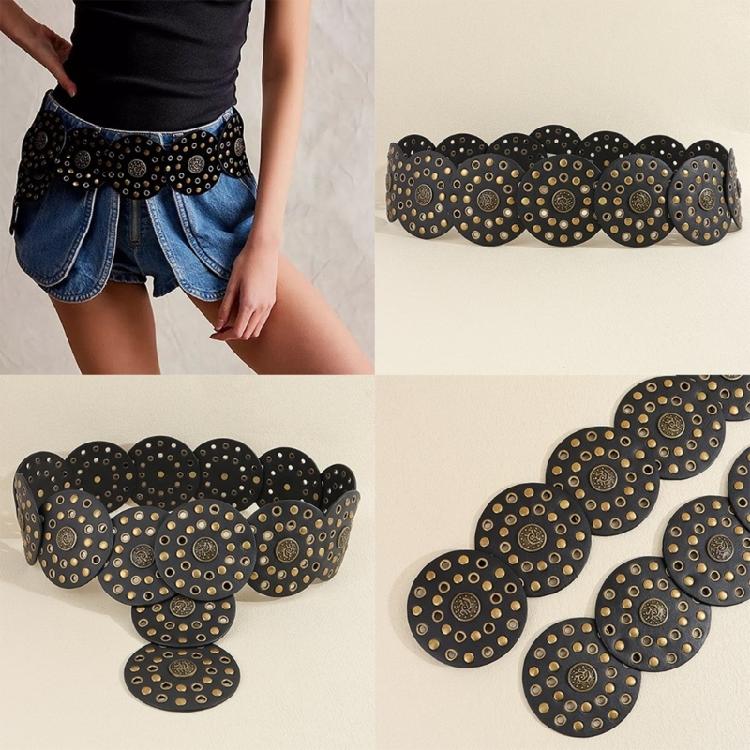 Girls PU Belt Motorcycle Adjustable Grommet Waist Belt Fashion Enthusiasts Belt Coat Dress Female Decorative Waistband