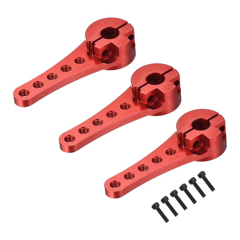 

uxcell 3pcs Aluminum Servo Horn Long 25T Steering Arm 46mm Red DIY Suitable for RC cars/boats/planes. With M2.5 screw