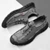 Fashion New Trend Mens Leather Casual Shoes Outdoor Comfortable Sneakers Fashion Soft Man Hiking Shoes Classic Non-slip Treking Footwear