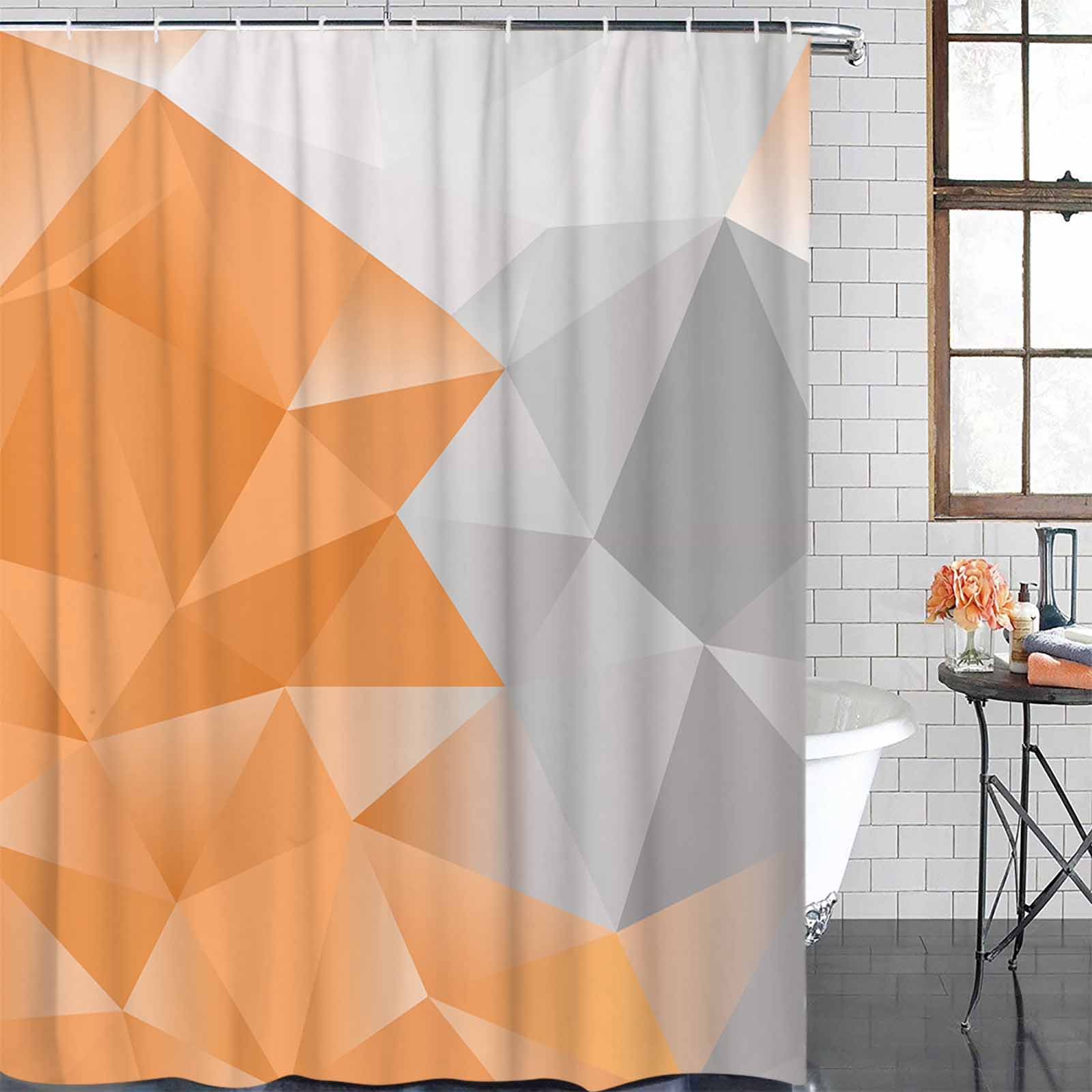 

Помаранчевий трикутник геометрія помаранчевий водонепроникний декор ванної кімнати штора для душу з гачком штори для ванни аксесуари для ванної кімнати 120Wx180H CM