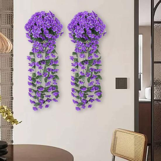 

Yousheng 2 Pcs Faux Hanging Violet Flowers Artificial Vines with Blooms Fake Hanging Plants Violet Flowers for Indoor Home Wedding Garden Yard синій