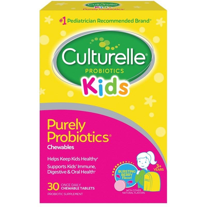 Culturelle Kids Chewable Daily Probiotic Natural Berry 30 count Kids Probiotics 30 tablets, 30 tablets, 1 unit