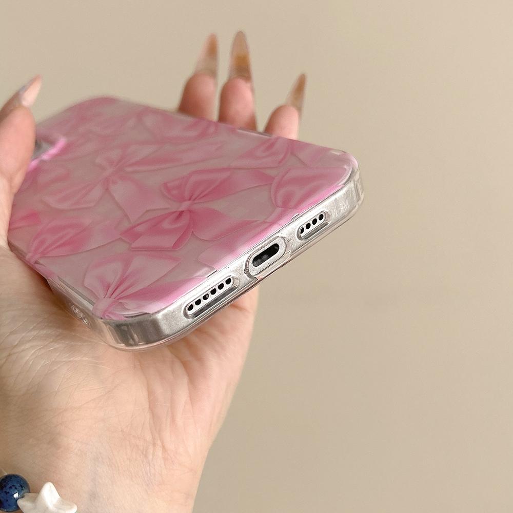 Süße Vollbild-Handyhülle mit rosa Schleifen für iPhone 13 15 14 16 Pro Max Stoßfeste Schutzhülle Niedliche Hülle für iPhone 17 ProMax