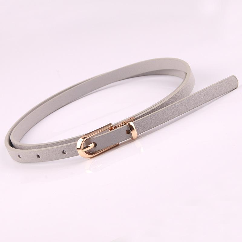 A New Multi-color Decorative Dress with A Sweater, A Thin Waist Belt, A Versatile Pin-button PU Small Belt for Women, and Korean-style Belt