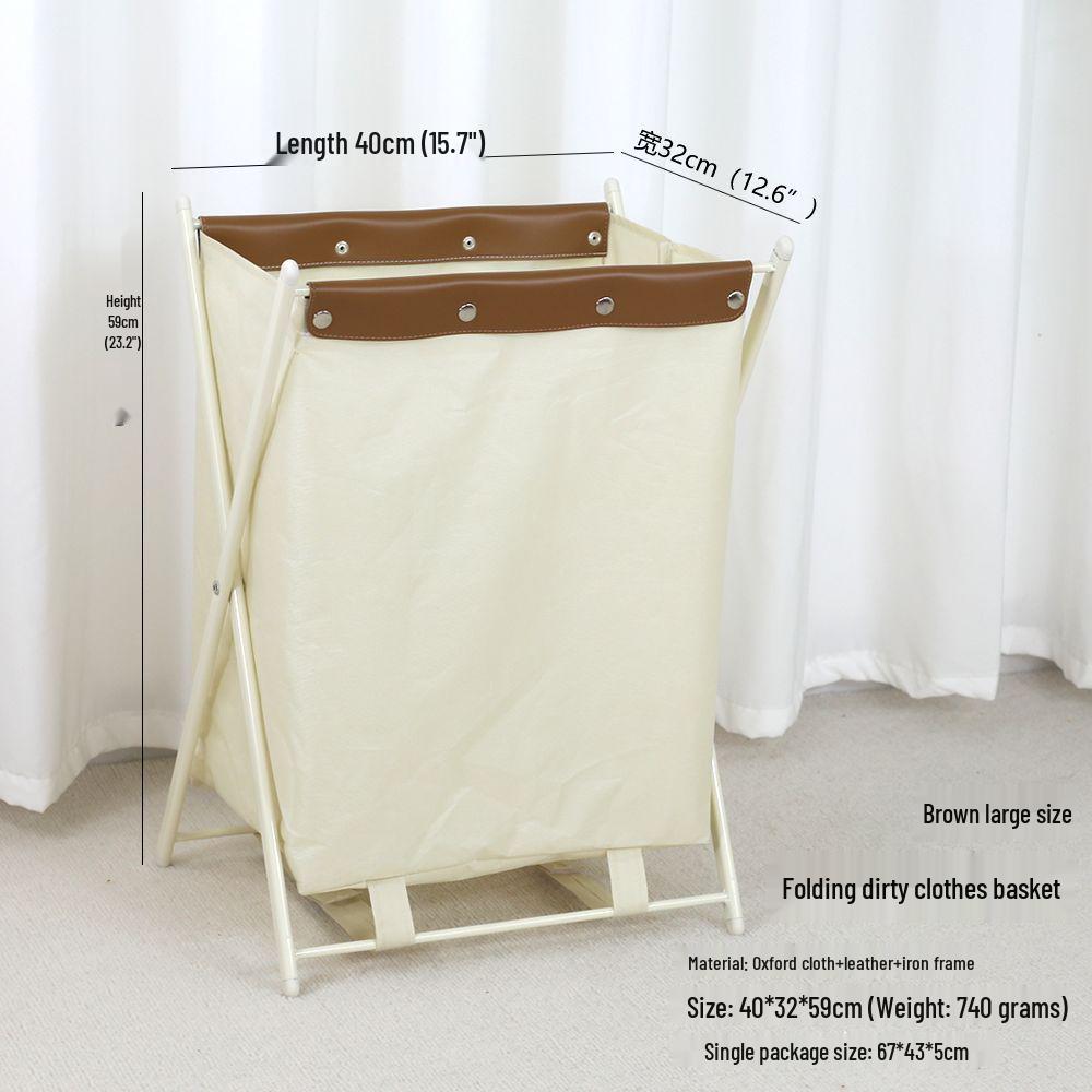 Foldable Fabric Laundry Basket with Iron Frame for Dorm and Bathroom