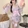 Erotic Underwear, Sexy Embroidered Japanese-style Large Size Kimono Pajamas Set, Hot Pure Desire Seductive Uniform 8515
