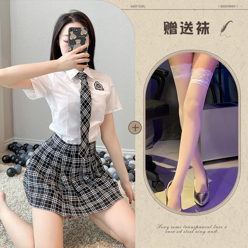 Sexy Underwear, Uniform Temptation, Student Clothing, Plaid Tie, Split Pure Japanese and Korean Campus Uniforms, Role-playing