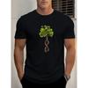Men's Tree Graphic Casual T-Shirt - Summer Short Sleeve Round Neck Tee with Nature & Science Fusion Design, Breathable Regular Fit for Casual Attire