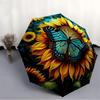 1pc Butterfly Sunflower Automatic Folding Umbrella, Lightweight Retractable Compact Travel Umbrella, 8-Rib Sturdy Frame148