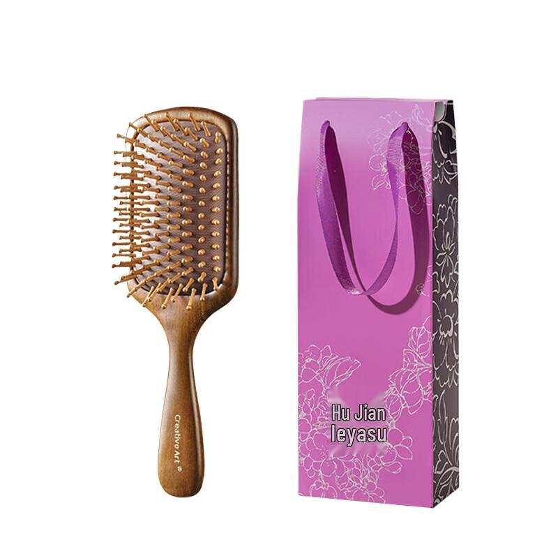 Creative Art Golden Silk Sandalwood Square Air Cushion Comb