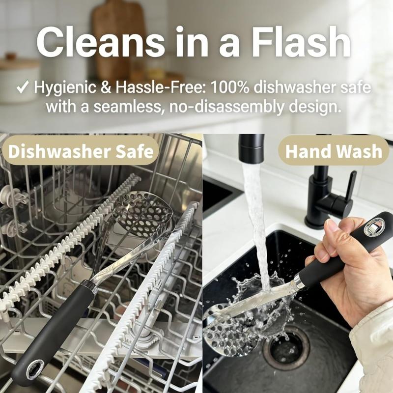 Heavy Duty Potato Masher PP Grip Food Grade Stainless Steel Potato Press Ricer