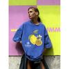 Fresh Fruits Lemon Printing Washed T Shirts Women Cotton T-Shirt Sport Summer Clothing Loose Hip Hop Short Sleeves