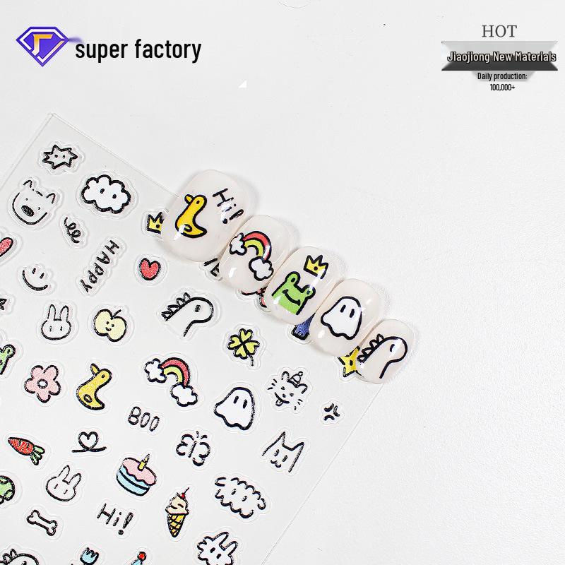 

Jiaolong 3D Cute Cartoon Hand-Painted Nail Art Stickers
