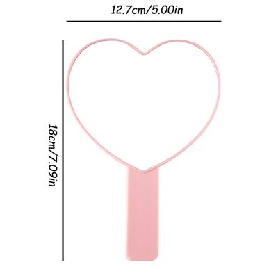 1PC Portable Handheld Makeup Mirror Heart Shape Makeup Vanity Mirror with Mirror