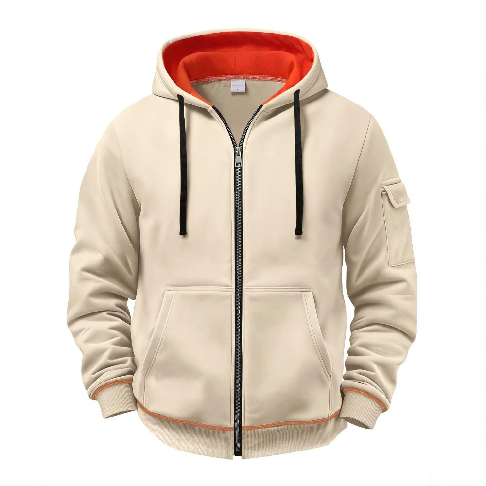 FEGKZLI Fashion Heren Pullover Hoodie met Zak en Capuchon in Meerkleurig Ontwerp voor Casual Kleding in Effen Kleur XXXL beige