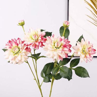Äkta beröring Konstgjord Dahlia Blomma Realistisk Handgjord Falsk Dahlia Gren Växt Färgstark Simulering Stor Dahlia