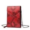 Leather Long Mobile Phone Bag Chain Single Shoulder Oblique Span Women'S Bag Bag Flower Snake Pattern Multi-Function Card Bag Wallet