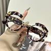 Round Frame Metal Trim Anti-Blue Light Glasses, High-End Ins Style Street Shooting Fashion Glasses Frame