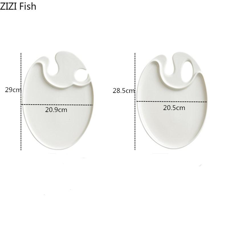 Irregular Shape Ceramic Plate Japanese Kitchen Sushi Plate Restaurant White Porcelain Dinner Plate Home Kitchen Accessories