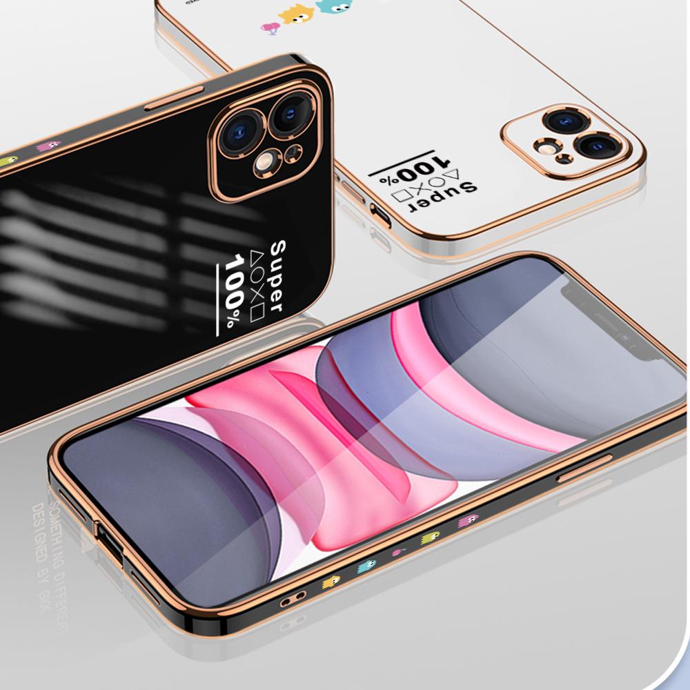 Lovely Cartoon Pattern Plating Phone Case for iPhone 11 13 15 Samsung Galaxy A52 Xiaomi Redmi 12C Note 10 Pro Oneplus Soft Smartphone Cover Cases