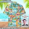 Personalized Photo Hawaiian Cartoon Shirts Custom Face Tropical Pattern Shirt For Men Women Birthday Bachelor Party Gift